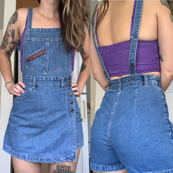 unionbay mario medium wash denim overall shorts